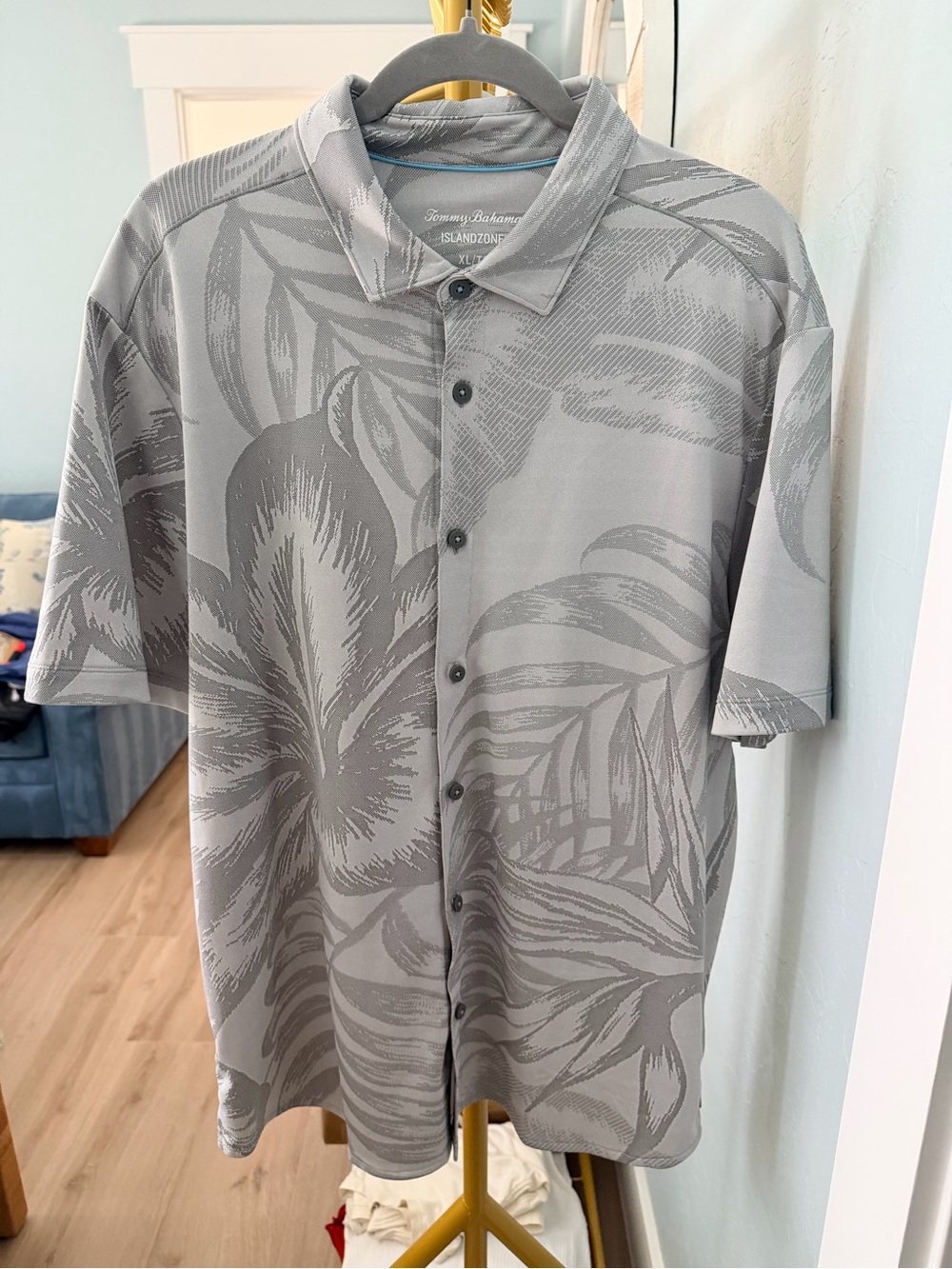Tommy Bahama Gray Tropical Print Button-Down Shirt
